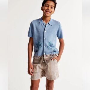 Abercrombie Kids boys short sleeve button down Sweater resort camo‎ shirt 14 NWT